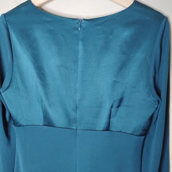 Vintage Talbots Teal Bow-Bust Midi Dress | Silk Bodice | Long Sleeve | 6P - Picture 6 of 9